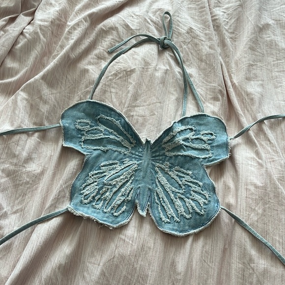 90s Denim Butterfly Top - Picture 1 of 1